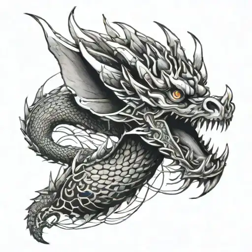 Dragon Wrapping Downward From Bicep Sleeve