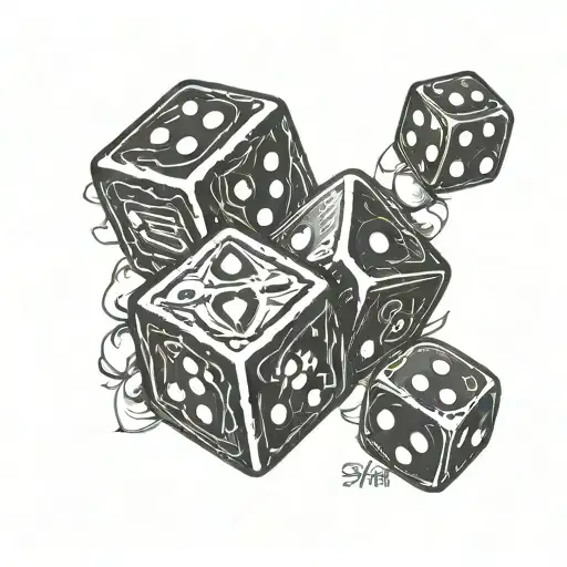 Three Dice Six Side Showing In A Heart