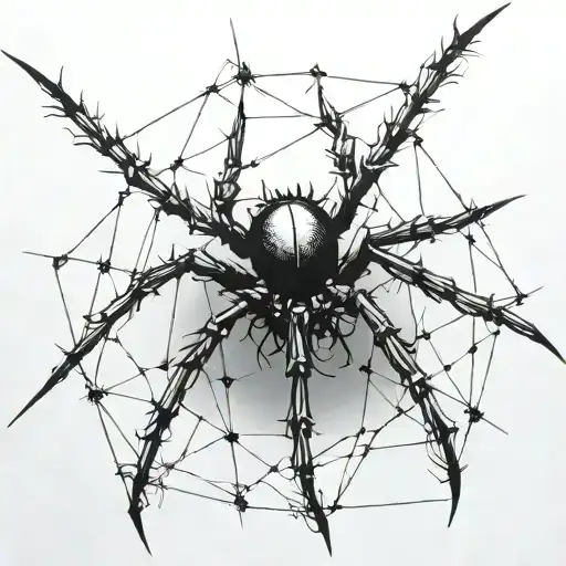 A Gothic Cybersigilism Spider Crawling On A Barbed Wire Fence