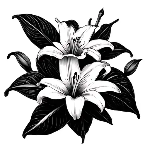 3 Tiger Lily Flowers Going Down