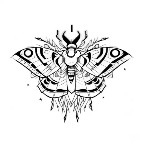 A Moth With Lines And Stars