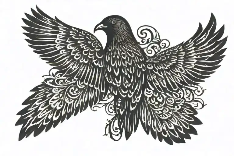 Starling Bird In 2D Small Tattoo Wings Spread