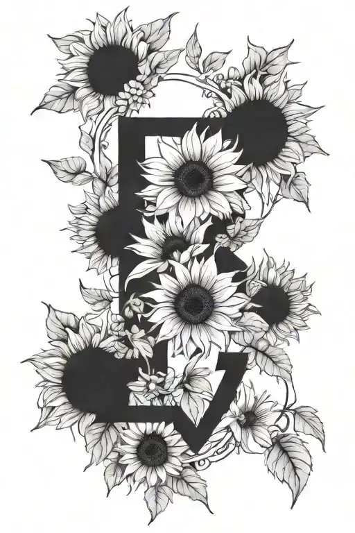 Baby Name Written Underneath Her With Sunflowers Growing