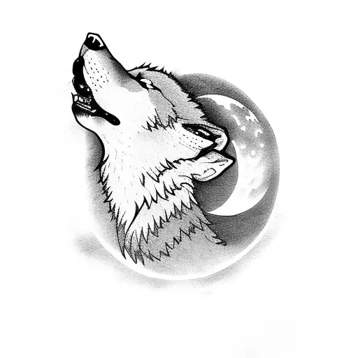 A Family Of Wolves Howling At The Moon