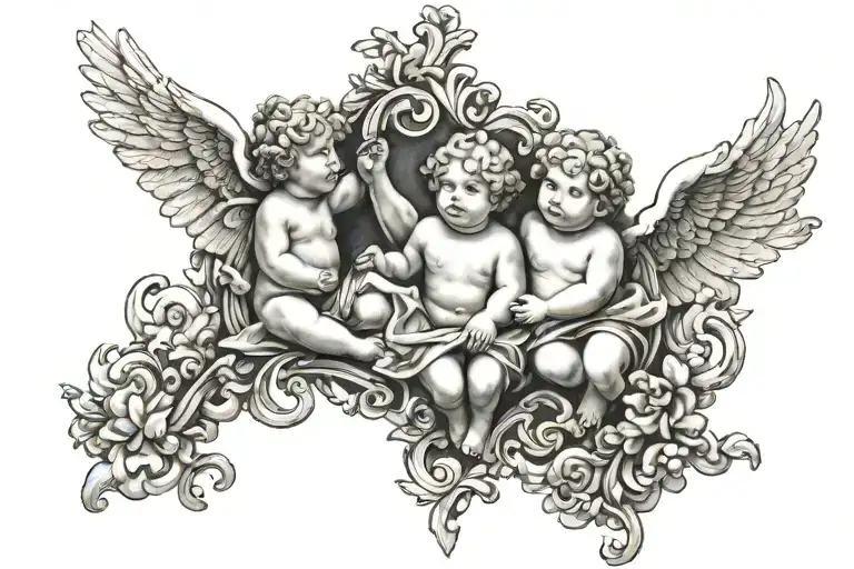 3 Cherubs In Heaven Gates