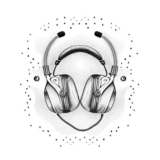 Headphones With Waveforms And Mandala Background
