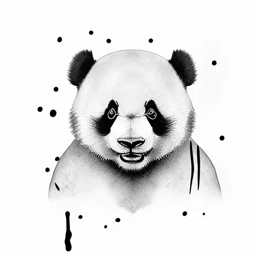 Panda With With The Black Spots On His Eyes Looking Like Hearts