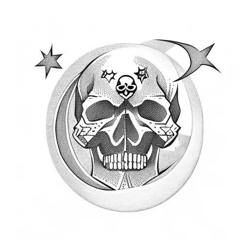 Skull And Moon And Stars