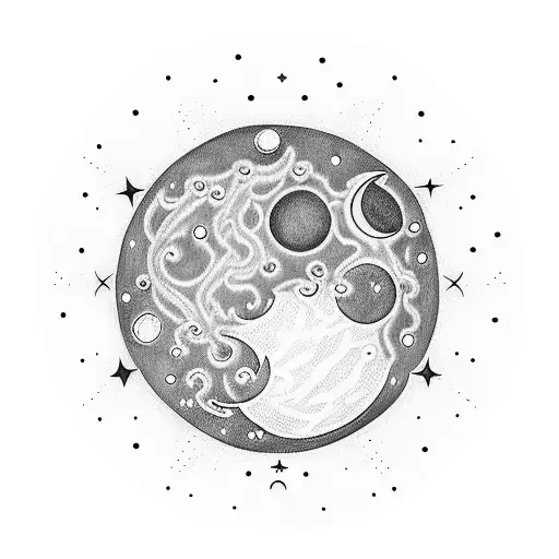 Moon And Stars Surrounding The Names Maia And Celestia