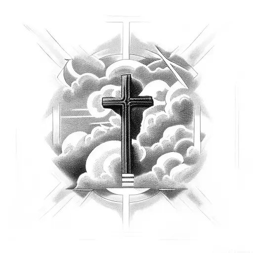 Christian Cross With Clouds