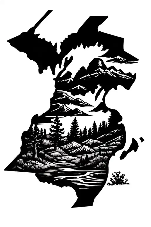 State Of Michigan Outline With Arizona Landscape