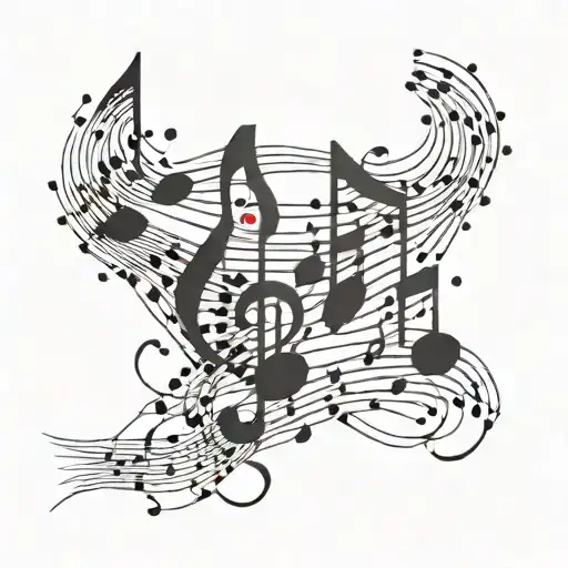 A Combination Of Musical Notes And Binary Code Forming An Abstract And Unique Design