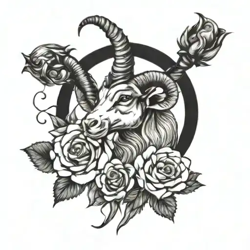 Capricorn Symbol With Roses