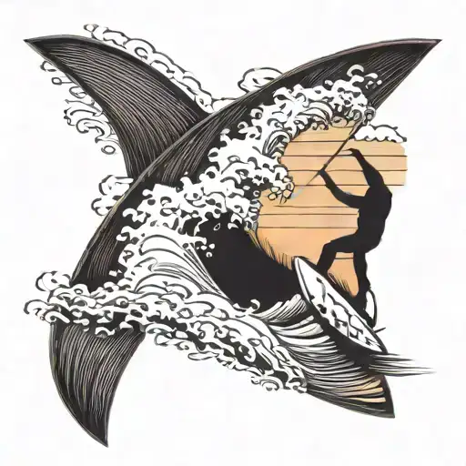 A Windsurfer Catching A Big Wave With A Sunset In The Background