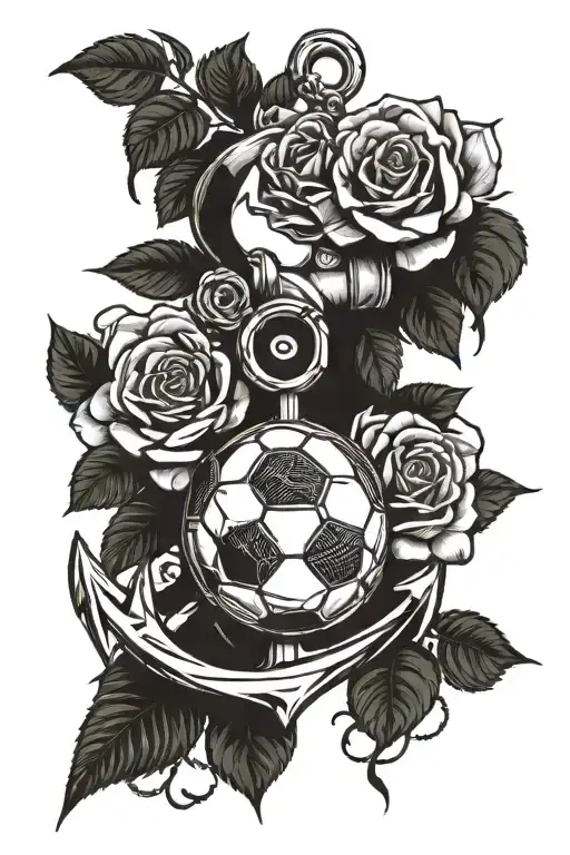 Roses And Soccer Ball And An Anchor