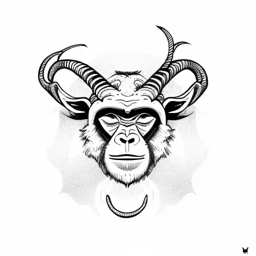 Monkey With Goat Horns And Goat Eyes
