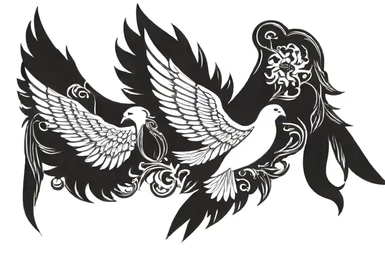 Mendoza With Dove And Angel Wings