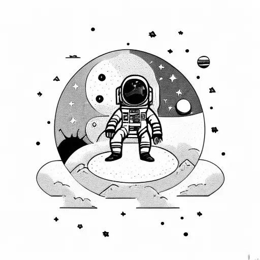 Astronaut Sitting On Top Of A Hill And Watch The Sunset And Stars