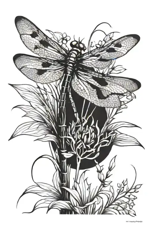 Dragonfly On A Reed Bends