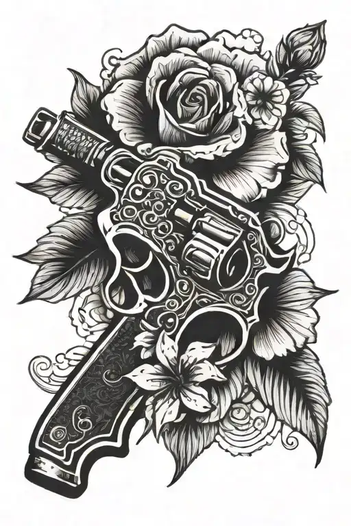 Gun With Flower Growing