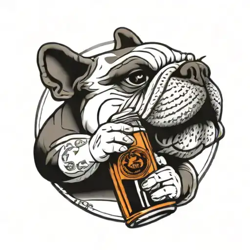 Bulldog Wearing A Soccer Jersey And Holding A Jack Daniels Coke Bottle