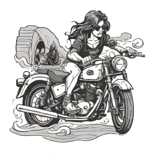 A Coffee Girl Riding A Vintage Motorcycle On The Beaches Of Greece