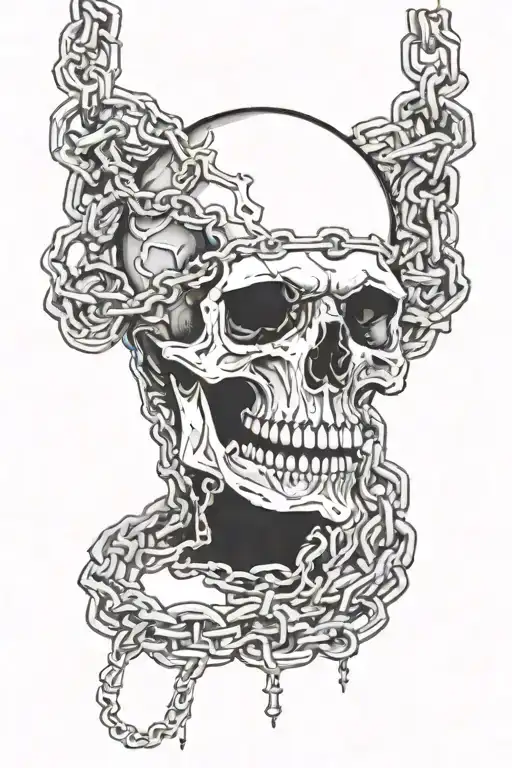 Skull Biting Through Chain