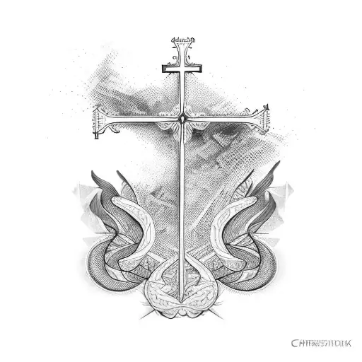 Christian Cross With Scales Balanced