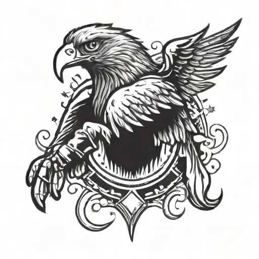 A Tattoo Design Featuring A Boxing Glove Transforming Into A Fierce Eagle Mid-flight