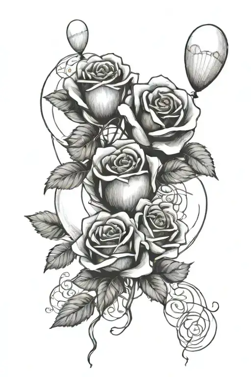 Balloons And Roses Intertwined Representing Strength