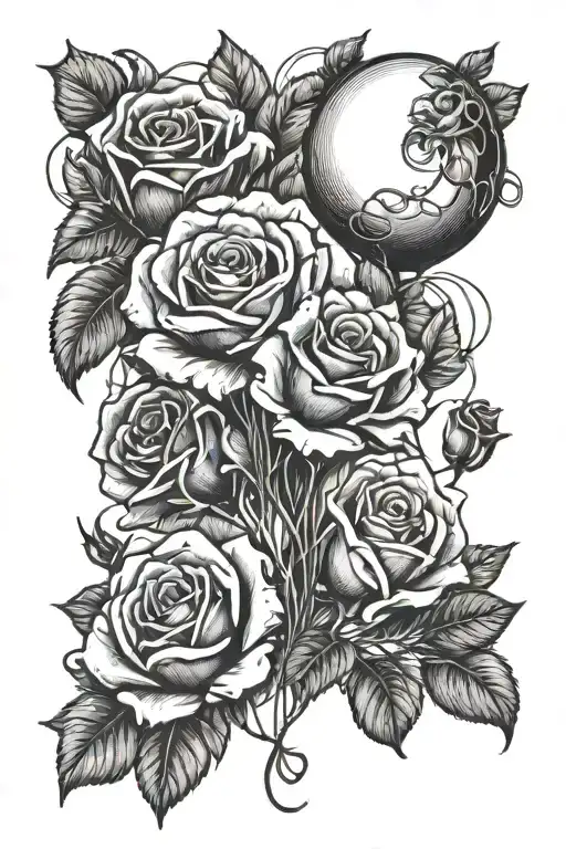 Balloons And Roses Intertwined Representing Strength