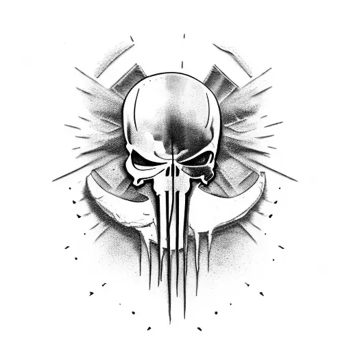 Punisher Skull Merging With A Parachute Design