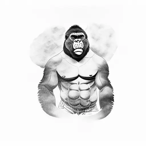 Gorilla Pounding His Chest While Riding A Tiger