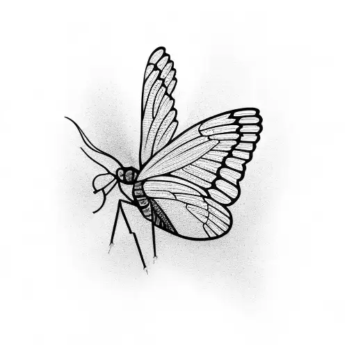 A Minimalist Silhouette Of A Butterfly Flying Towards The Moon