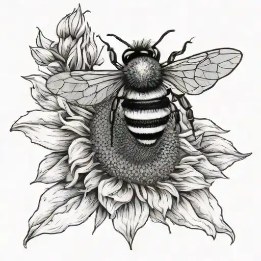 Large Bee On A Sunflower