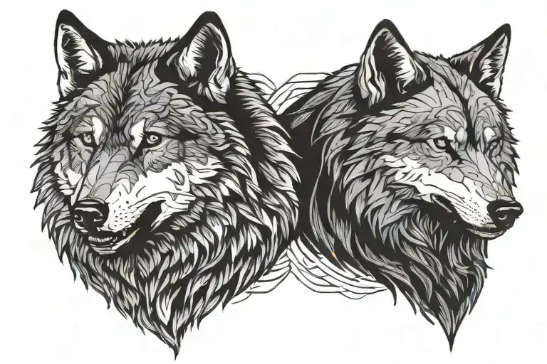 Two Wolves Snarling At Eachother Facing Each Other