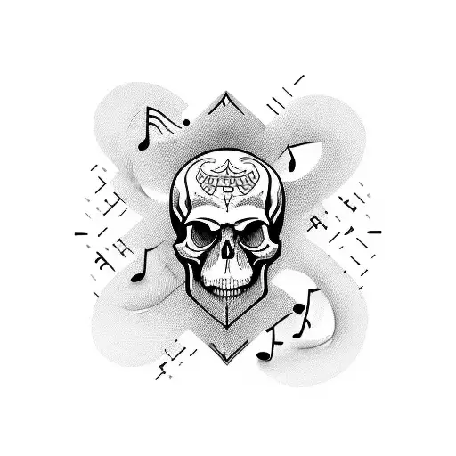 Incorporate A Minimalist Skull Design With Musical Notes Intertwined Throughout The Design