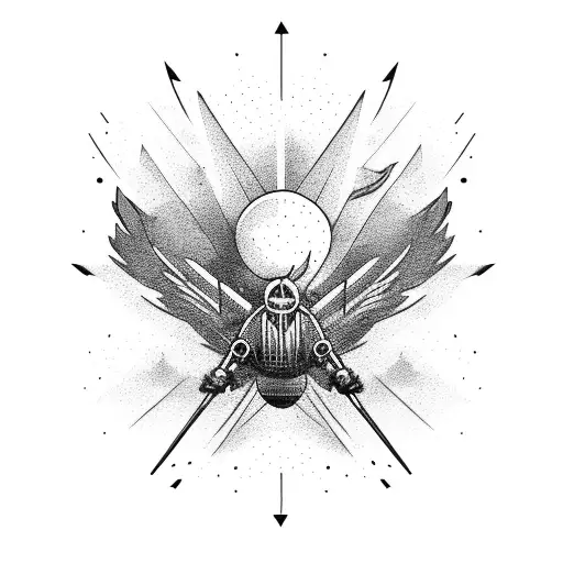 Abstract Representation Of A Javelin Flying Through The Air