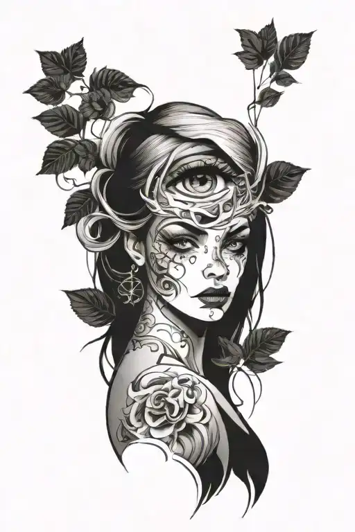 Dark Style White Eye Nude Woman