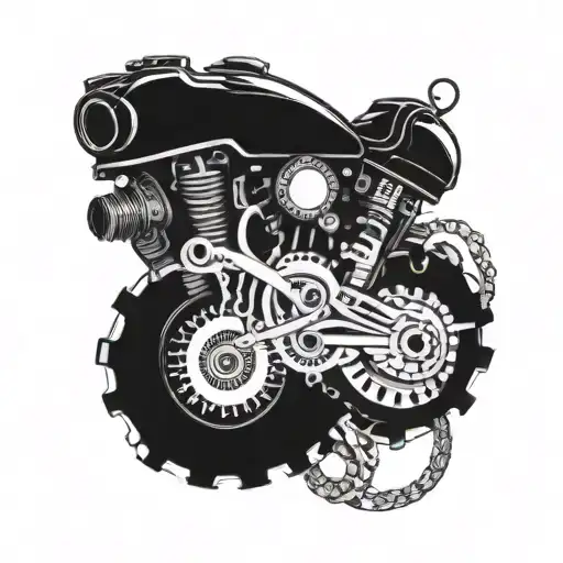 An Intricate Design Of A Motorcycle Engine Intertwined With Octopus Tentacles