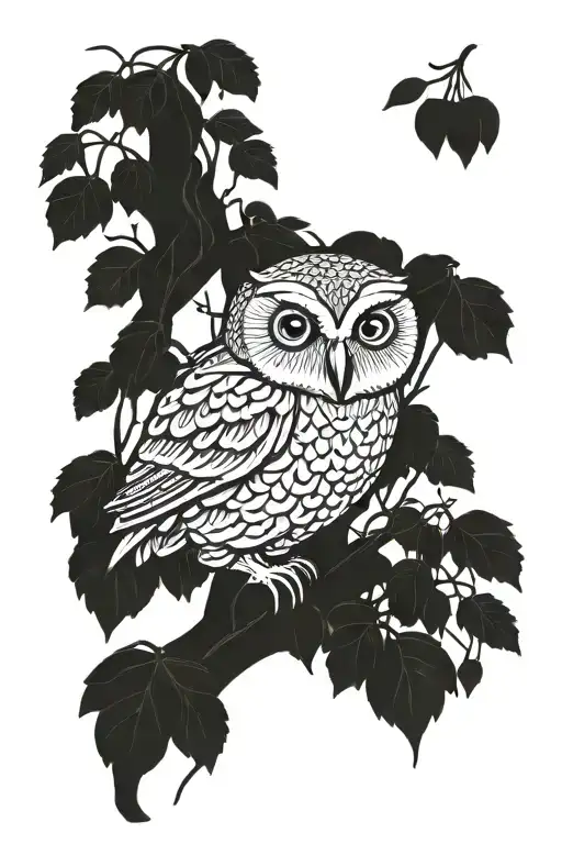 Giving Tree With Small Owl Sitting