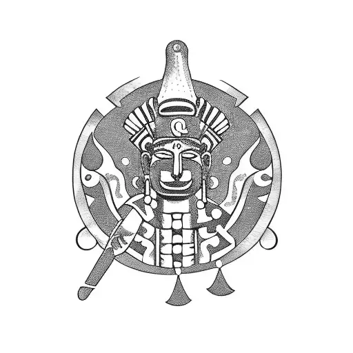Aztec God Quetzalcoatl Depicted As A Chef Cooking A Feast