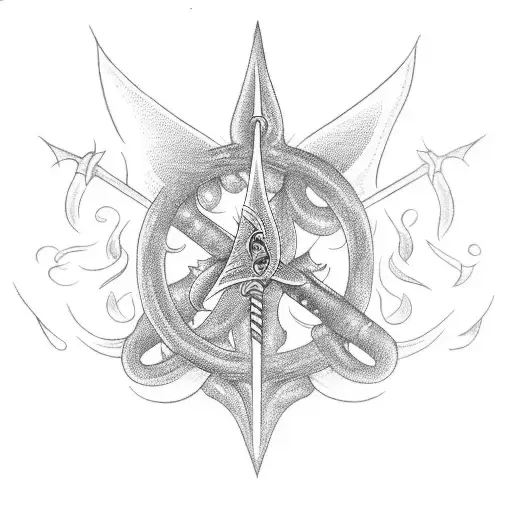 Trident With The Word Familia Along The Handle