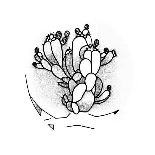 A Minimalist Tattoo Of A Ghostly Silhouette With A Cactus And Crystal Motif