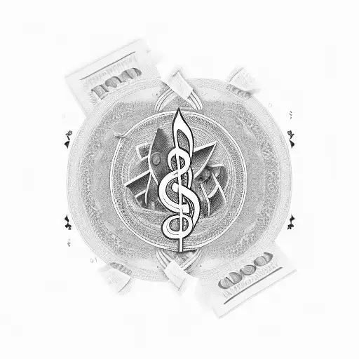 A Stack Of Money With Music Notes Flowing Out Of It