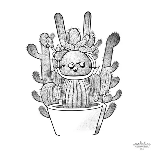 Cactus Cartoon Character With Pistol Revolver Guns