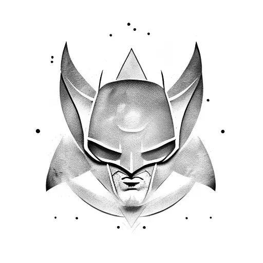 An Abstract Tattoo Design Incorporating Batman And Superman