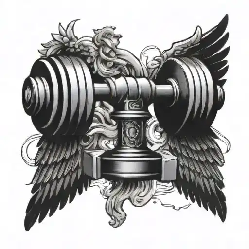 Dumbbell With Wings Symbolizing Strength And Freedom