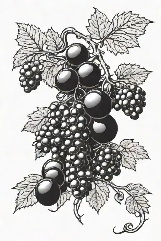 Grape Vine Branch And Fruit