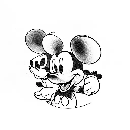 Mickey Mouse And Donald Duck With Highland Cow